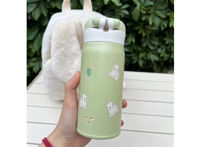 Cute Rabbit Plush Bag Portable 316L Stainless Steel Insulated Mug