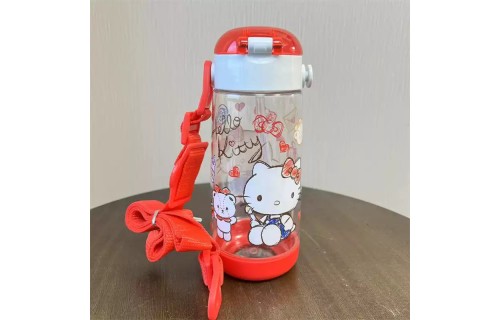 Hello Kitty Summer Kids Straw Cup With Shoulder Strap