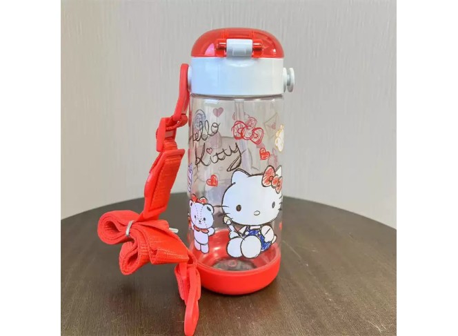 Hello Kitty Summer Kids Straw Cup With Shoulder Strap